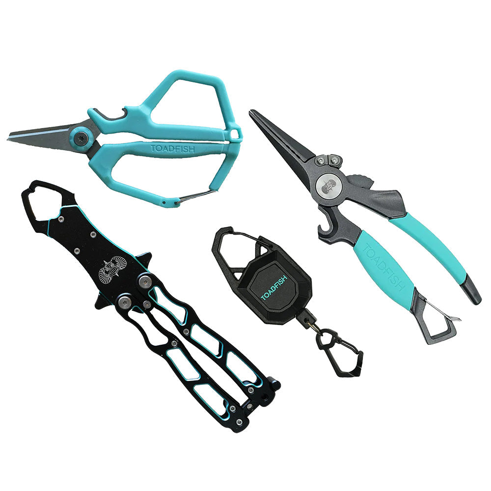 Kit de Pesca Toadfish Inshore Essentials — Alicates, Tijeras de Trenzado y Pinza para Peces