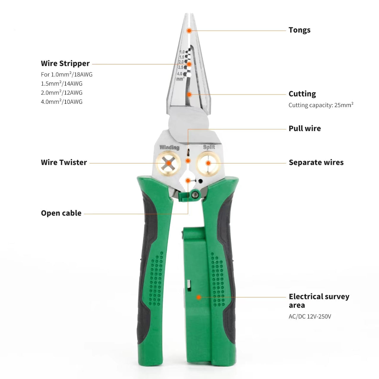 Herramienta VoltMaster 8 en 1 — Pelacables, Crimpadora y Detector de Tensión