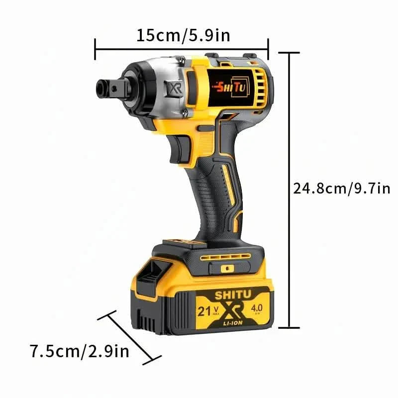 Kit de Llave de Impacto Inalámbrica sin Escobillas 21V — Batería de Litio 4000 mAh, Maletín y Accesorios