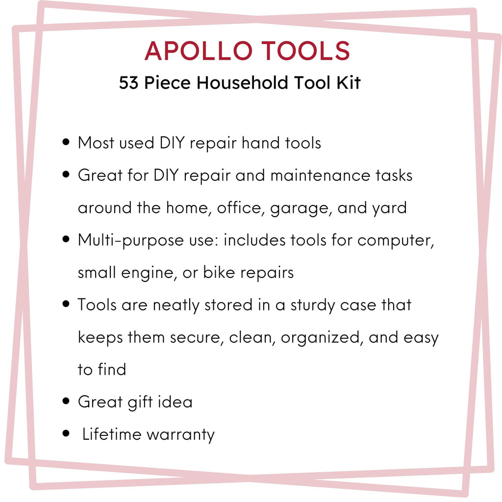 Maletín de Herramientas para el Hogar 53 Piezas Apollo Tools DT9408
