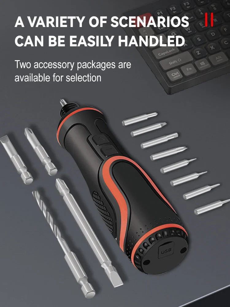 Destornillador Eléctrico Inalámbrico con Luz LED — Recargable por USB, Mini Herramienta para Bricolaje