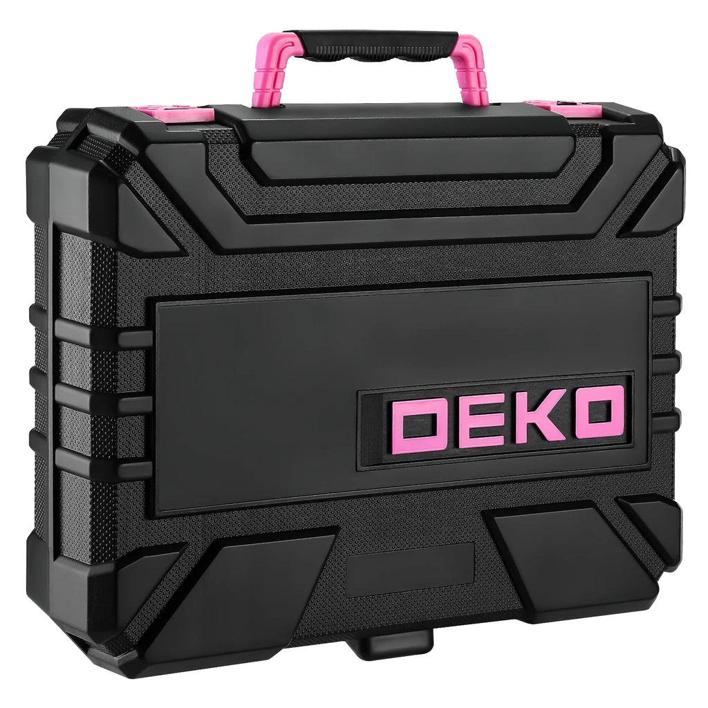 Kit Combo de Herramientas 126 Piezas — Taladro Inalámbrico 8V con Portabrocas sin Llave de 10 mm (Rosa/Amarillo)
