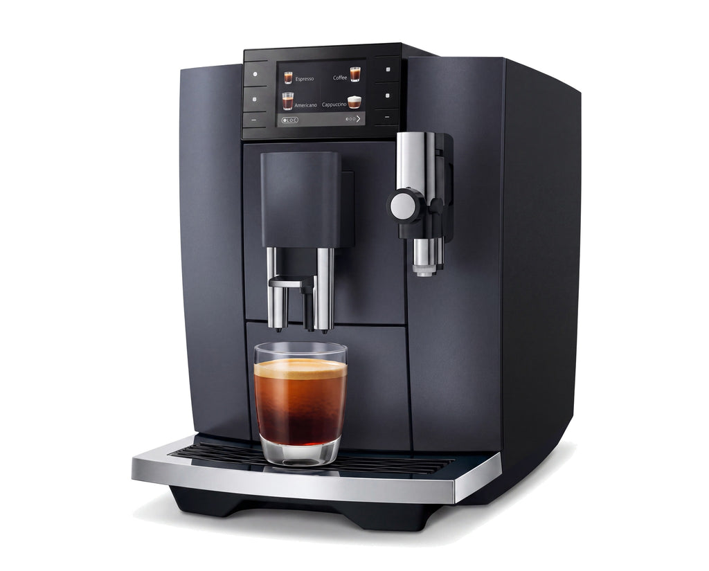 Vista de tres cuartos de la cafetera superautomática